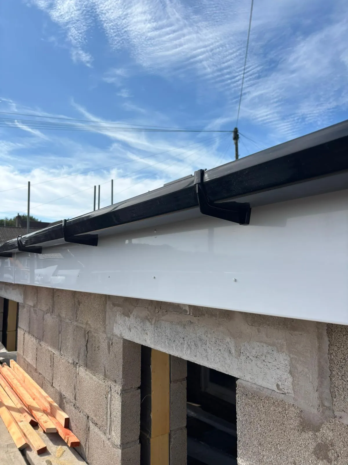 New black guttering and fascia